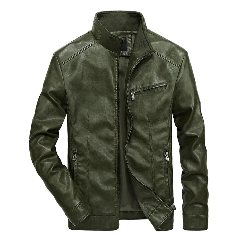 Jaqueta Masculina De Inverno Motoqueiro Gola Em Pé - Promoção de Inverno 2025