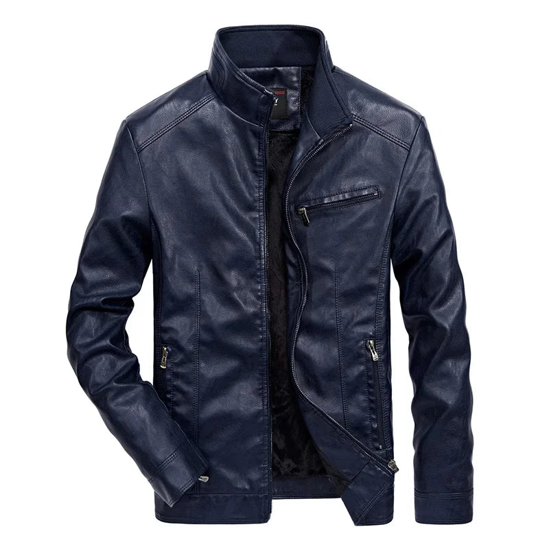 Jaqueta Masculina De Inverno Motoqueiro Gola Em Pé - Promoção de Inverno 2025